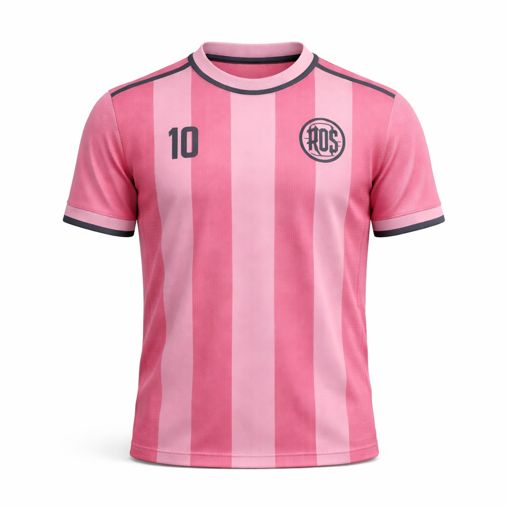 Rosario 10 – Pink Stripes Match Jersey – Recycled Performance Polyester