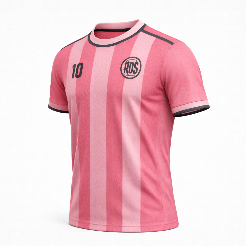 Rosario 10 – Pink Stripes Match Jersey – Recycled Performance Polyester