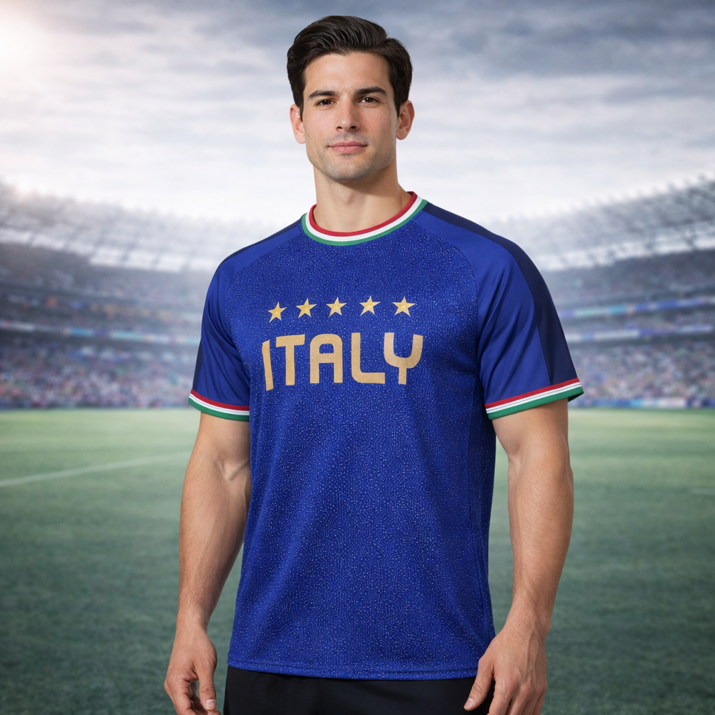 Italy - Home Soccer Jersey Men’s Breathable Fan Top