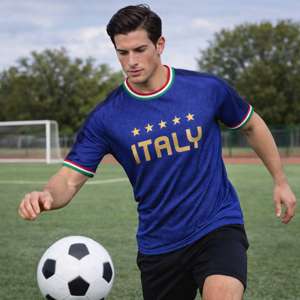Italy - Home Soccer Jersey Men’s Breathable Fan Top