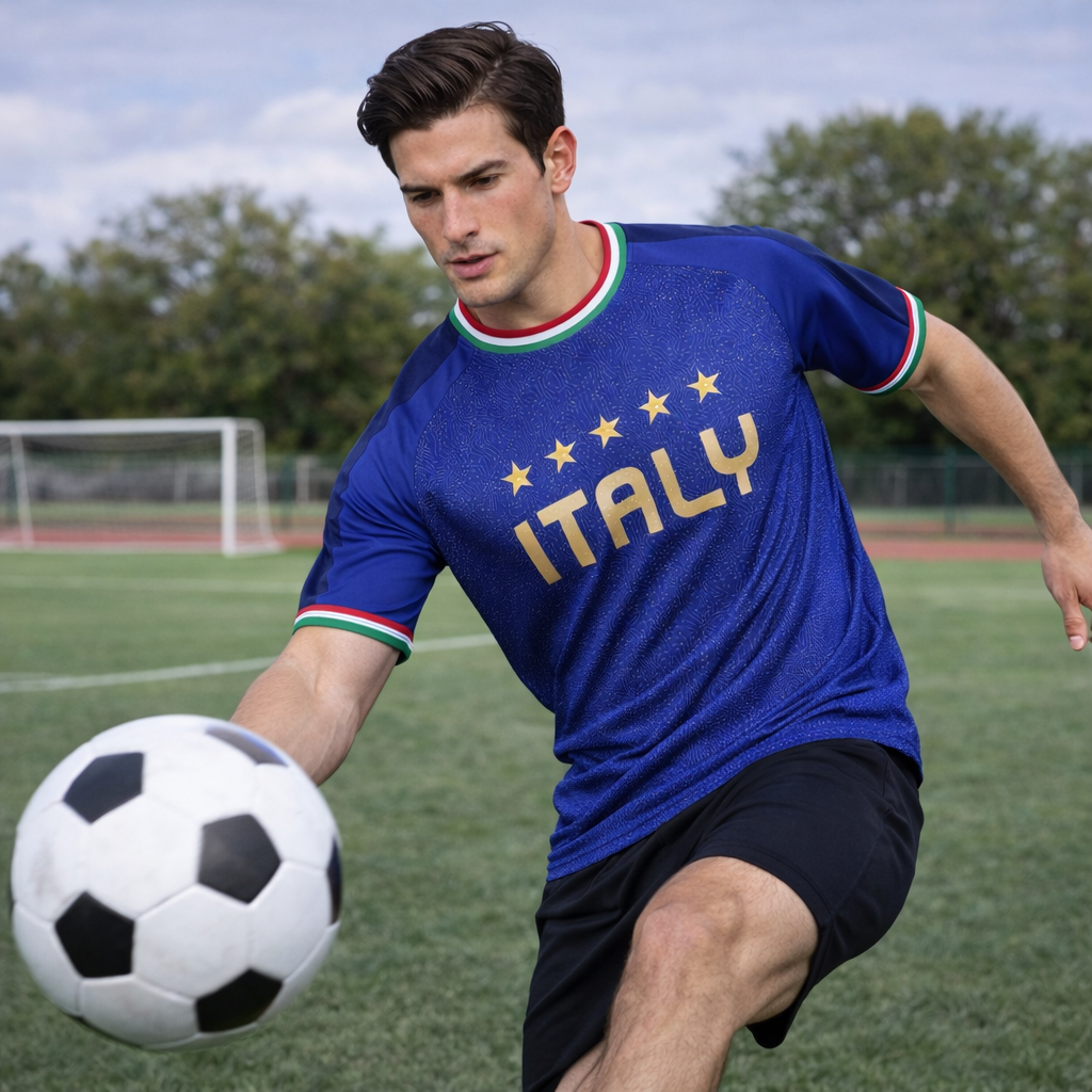 Italy - Home Soccer Jersey Men’s Breathable Fan Top