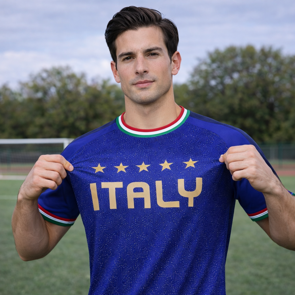 Italy - Home Soccer Jersey Men’s Breathable Fan Top