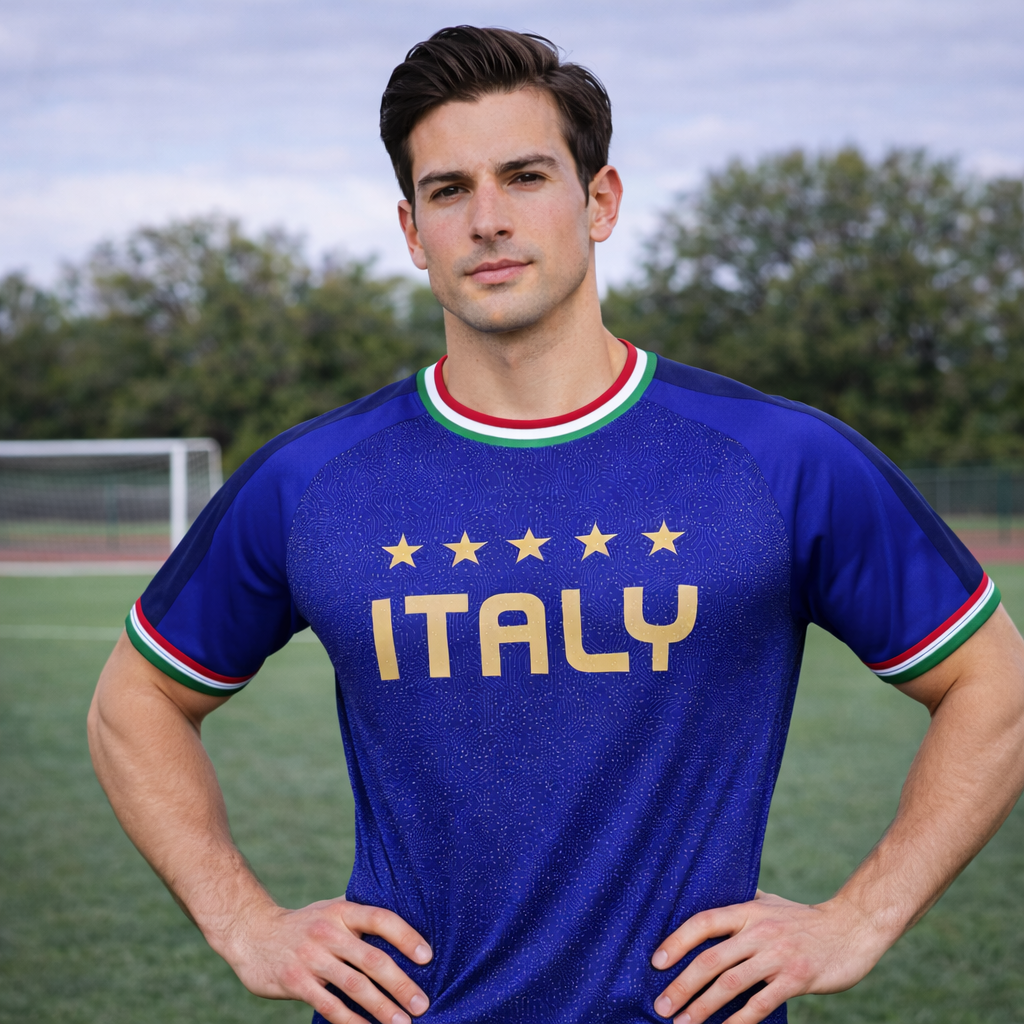 Italy - Home Soccer Jersey Men’s Breathable Fan Top