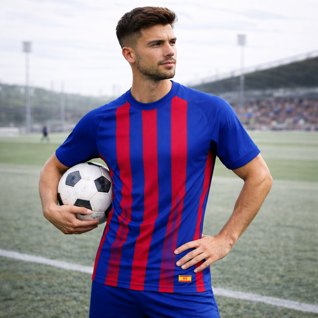 Soccer Jersey 10 - Blue Red Stripes Name and Number Shirt