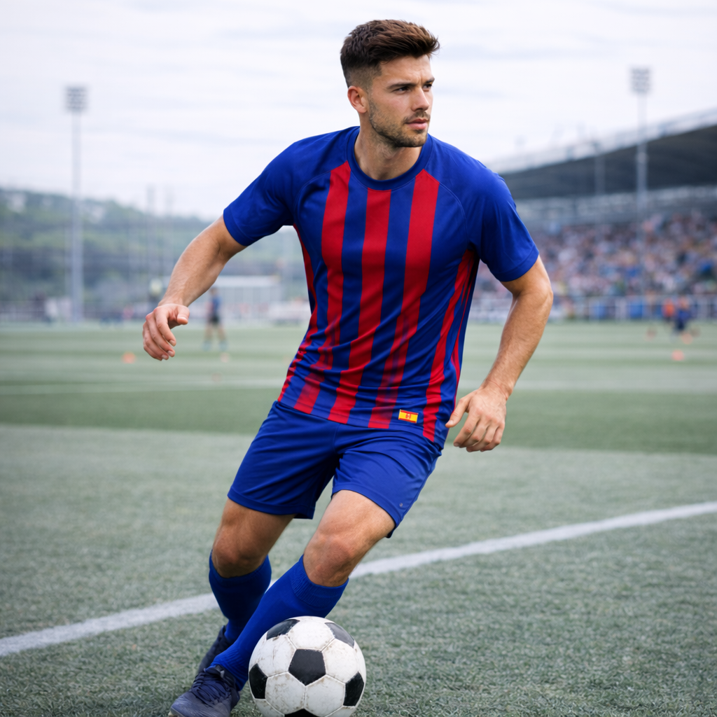 Soccer Jersey 10 - Blue Red Stripes Name and Number Shirt