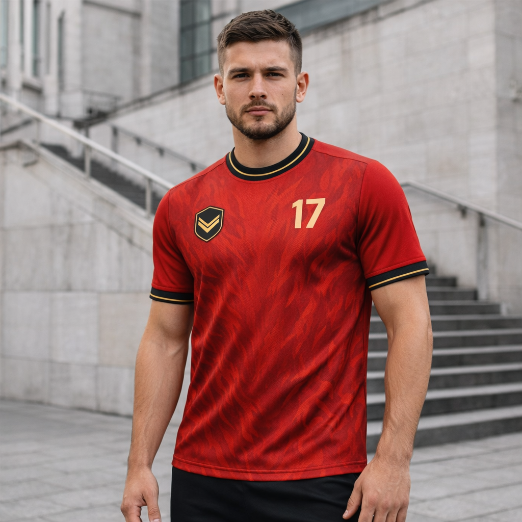 Belgium – Home Inferno Jersey – Interlock Fabric