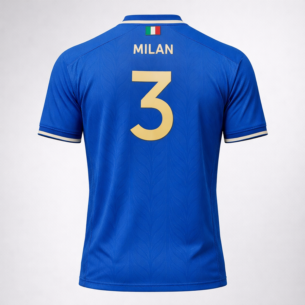Milan Defender #3 - Azzurri Blue Soccer Jersey – Breathable Polyester
