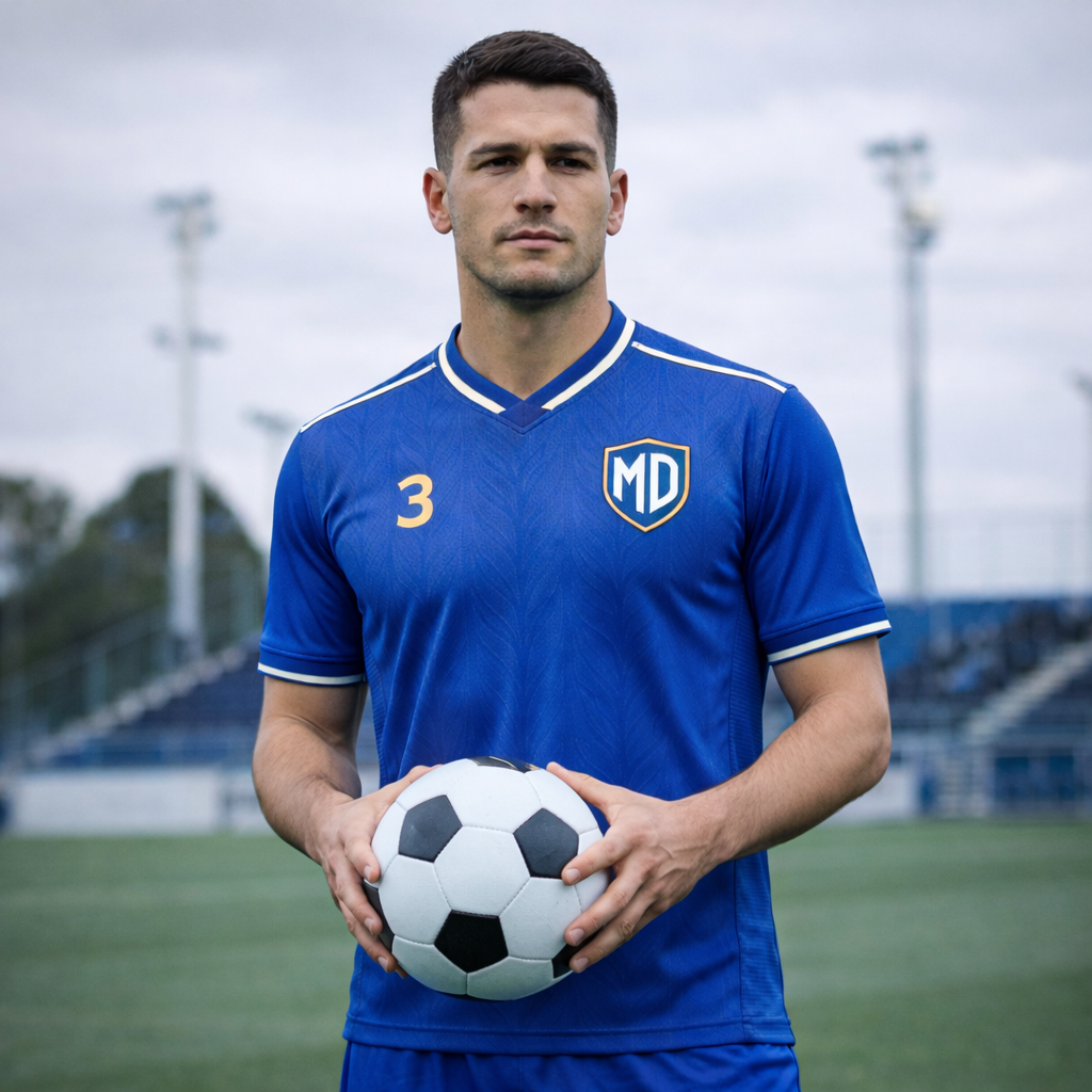 Milan Defender #3 - Azzurri Blue Soccer Jersey – Breathable Polyester